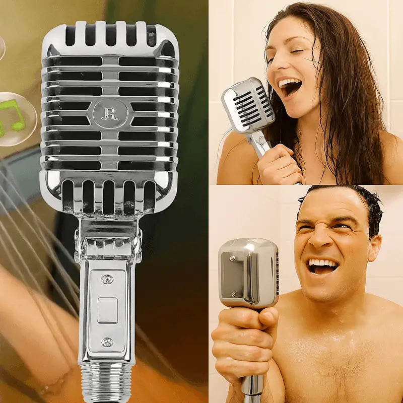 🎙️ StarDouche™ Le pommeau microphone au look des micros vintages années 50 pour chanter sous la douche comme une star ! - Ma boutique