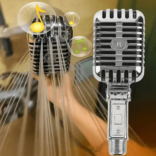 🎙️ StarDouche™ Le pommeau microphone au look des micros vintages années 50 pour chanter sous la douche comme une star ! - Ma boutique